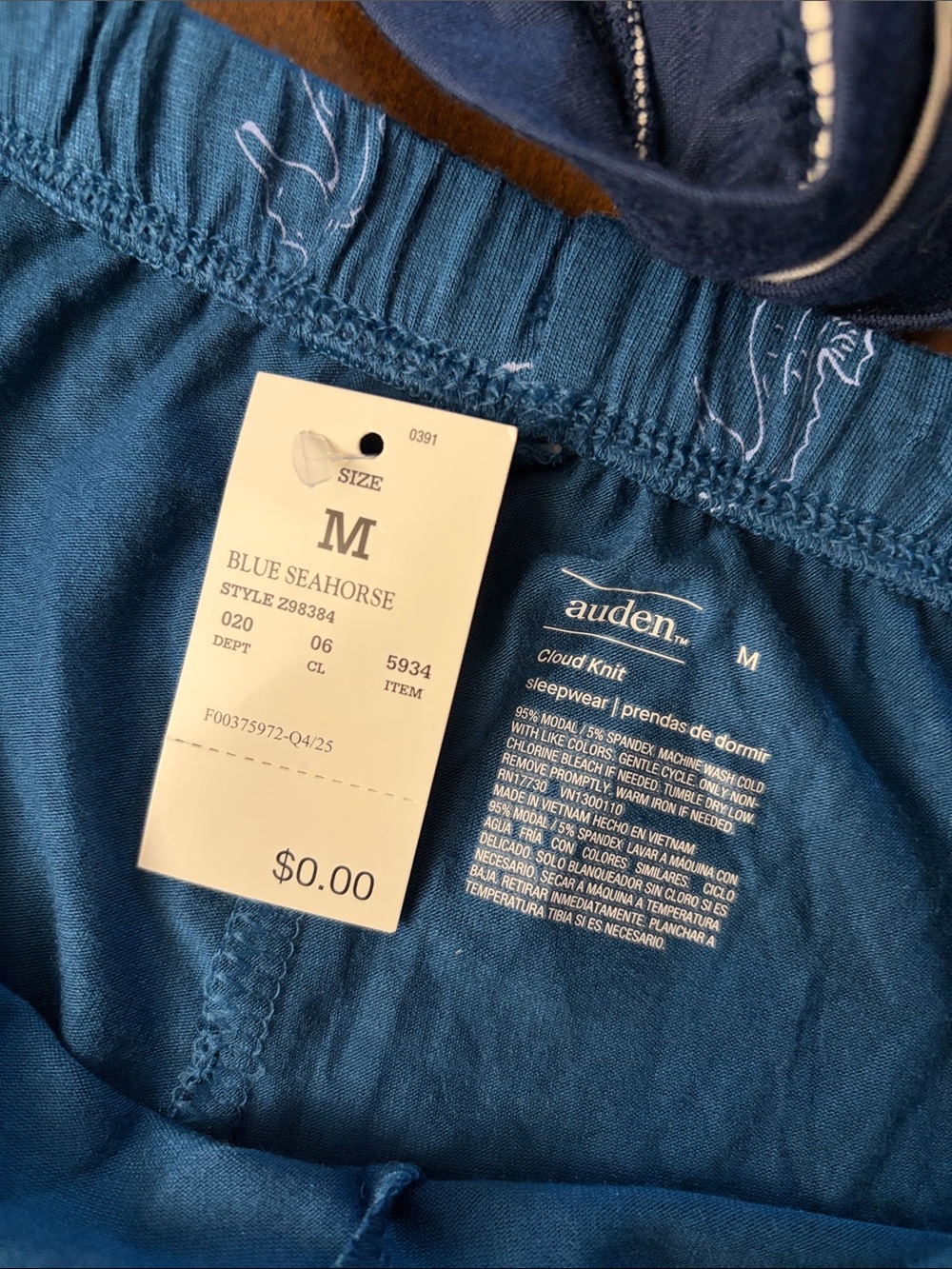 Pair (2) of Auden Women's Cloud Knit Sleepwear Shorts Navy / Seahorse NWT M - Picture 4 of 5